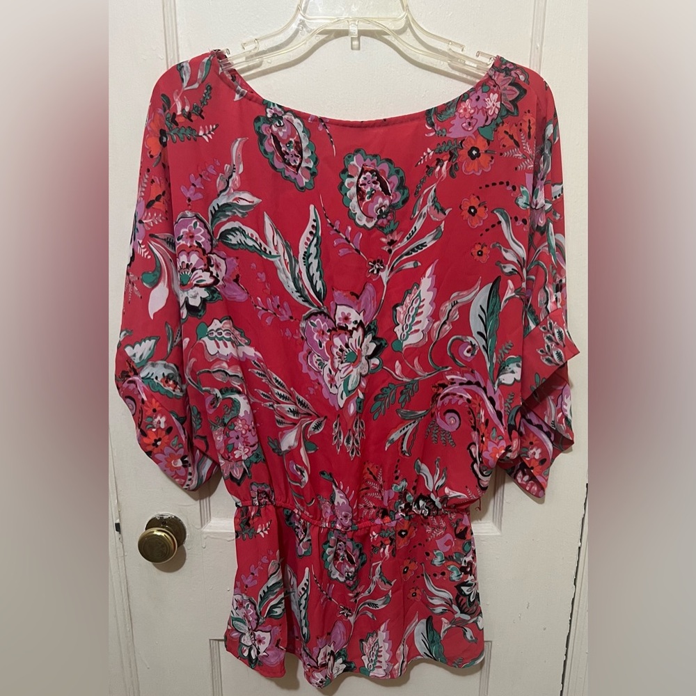 New York & Company Red Floral Dress